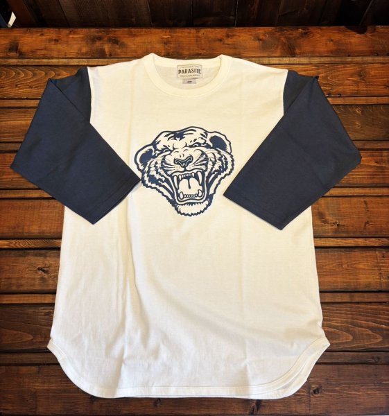 画像1: 【PARASITE/パラサイト】TIGER BASEBALL T-SHIRT　WHITE x DENIM (1)
