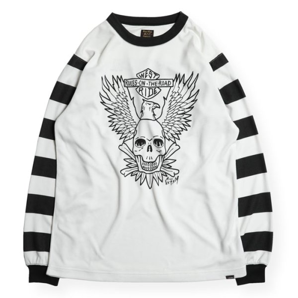 画像1: 【WESTRIDE/ウエストライド】POWER DRY BORDER SLEEVE LONG TEE　WHT/BLK (1)