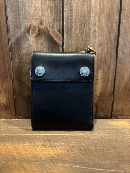 画像1: 【PARASITE/パラサイト】TRACKER LEATHER WALLET COMPACT　BLACK (1)