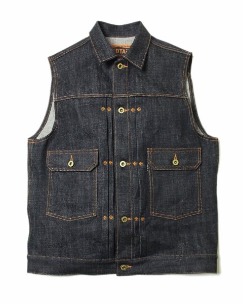 画像1: 【ViSE CLOTHING/バイスクロージング】Cross Denim Vest 6th　BLUE (1)